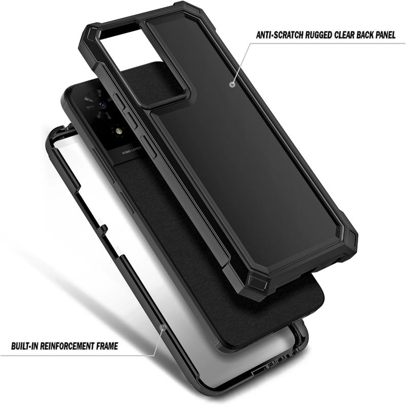 WDHD Compatible with TCL K24 & K23 & TCL 50 LE Phone Case Black | Full-Body Protective Shockproof Rugged Bumper Cover with Screen Protector, Raised Corners Drop Protection - Image 3